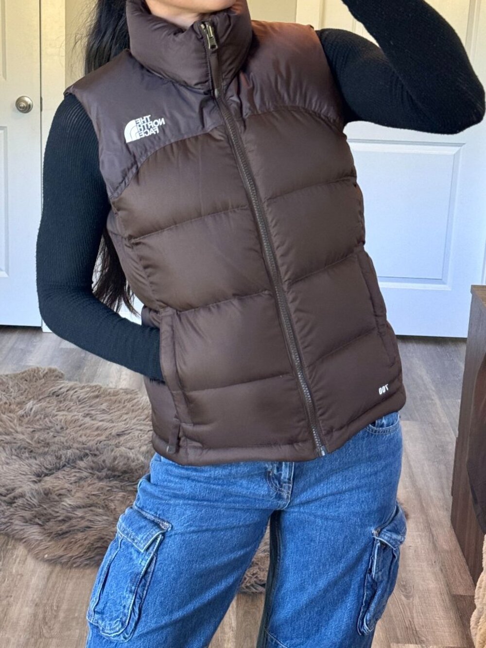 The North Face 1996 Retro Nuptse 700 Goose Down Puffer Vest Womens S Brown - Picture 4 of 13